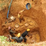 During the excavations of shafts, water has to be constantly pumped out © Guy Oliver / IRIN